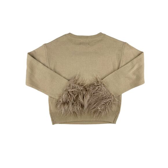 Basic Pleasure Mode - Big Ted Fluffy Trim Knit Jumper Sweater in Beige - Picture 4 of 4